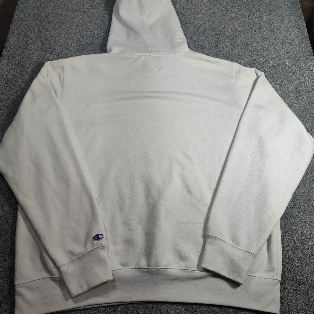 Champion Hoodie Mens XL Powerblend Pullover White Logo Good